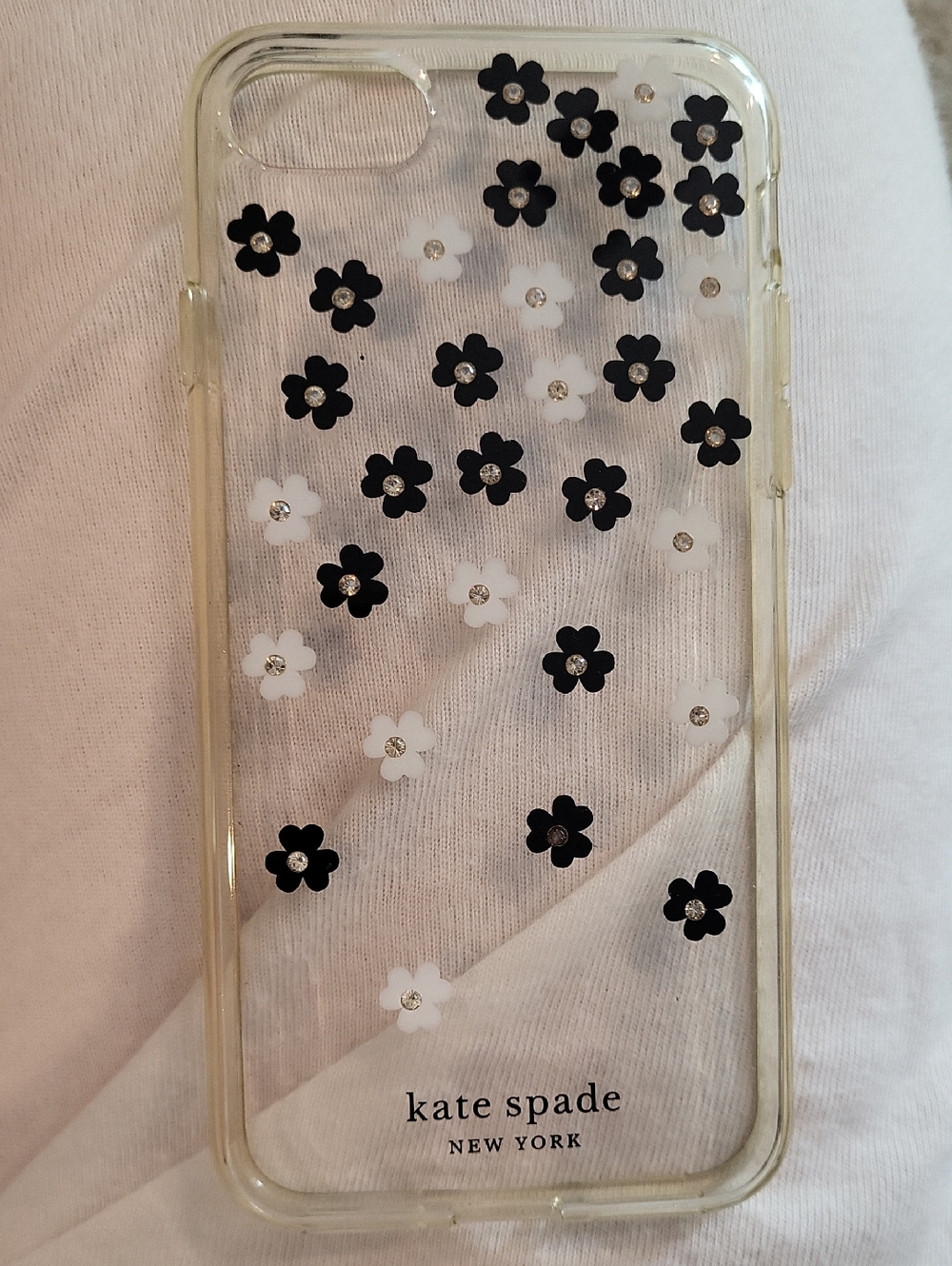 kate spade Clear Floral iPhone Case in Black & White with Sparkle Accents
